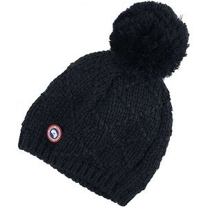 Canada Goose Merino Wool Beanie with Oversized PomPom Black